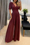 Κομψό γυναικείο φαρδύ πόδι V-λαιμός Jumpsuit μακρύ μανίκι | Ιδανικό για το φθινόπωρο