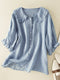 Chemise femme en coton et lin avec col Peter Pan froncé, idéale pour l'automne
