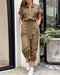 Camilla | Tuta autunnale vintage da donna con pantaloni cargo e colletto retrò dalla vestibilità comoda